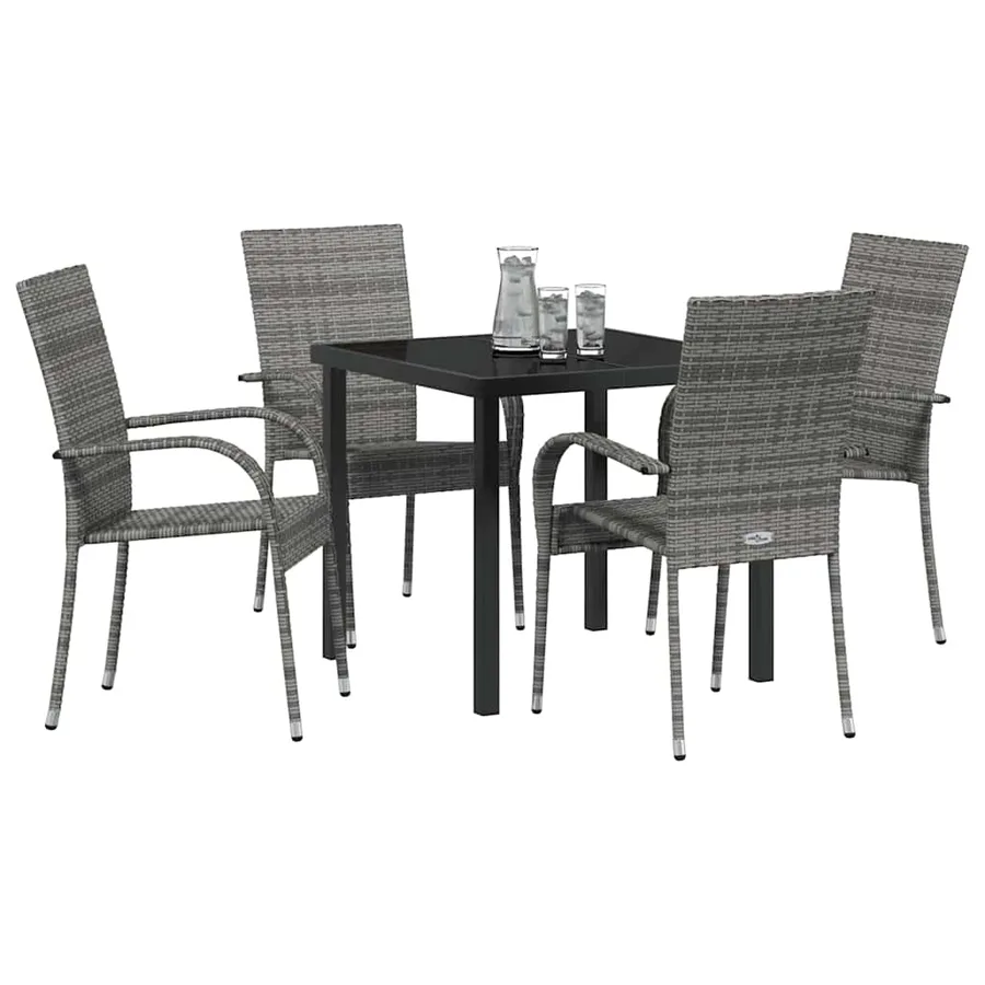 Ensemble de salle à manger pour jardin 5 pcs Gris - 3