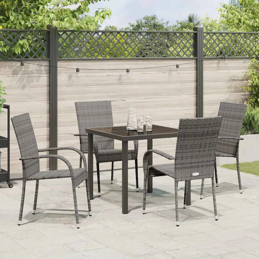 Ensemble de salle à manger pour jardin 5 pcs Gris - 4