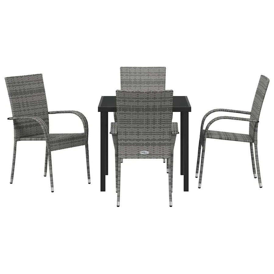 Ensemble de salle à manger pour jardin 5 pcs Gris - 7