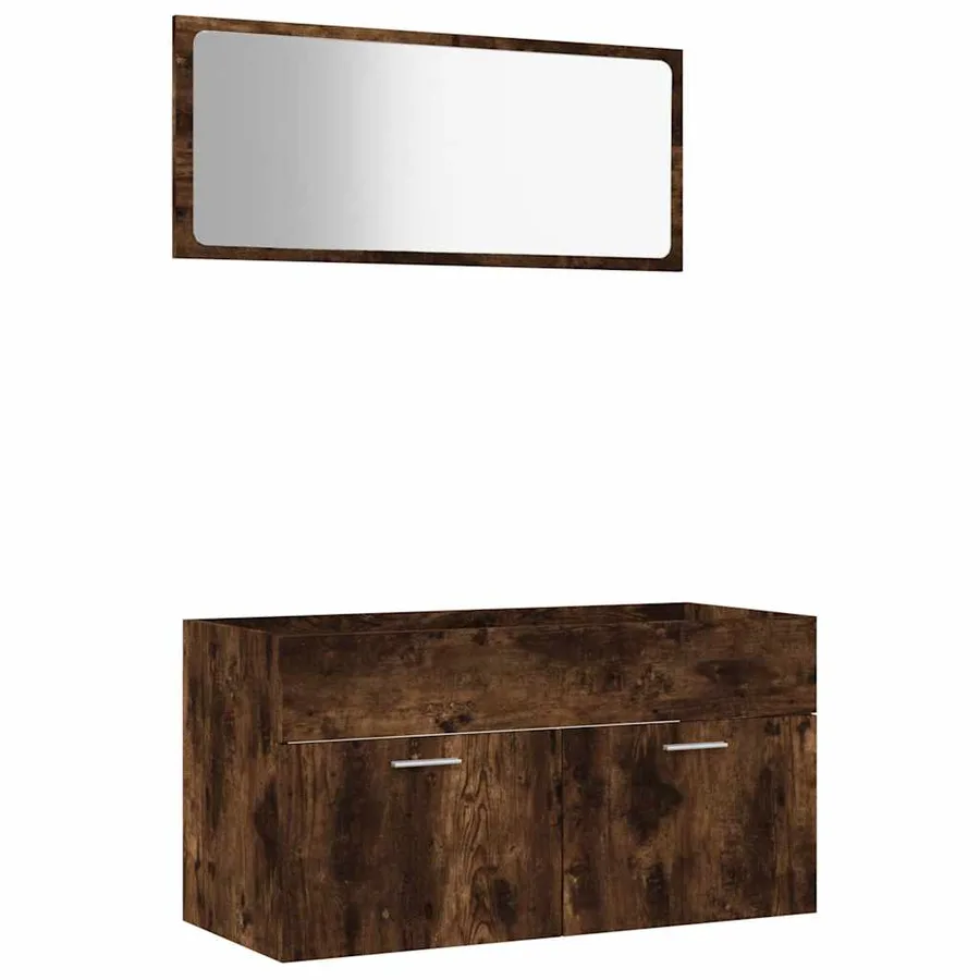 Ensemble de meubles de salle de bain 2 pcs Chêne fumé - 2