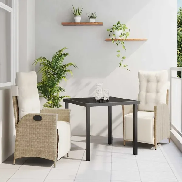 Ensemble de salle à manger pour jardin 3 pcs Beige polyrotin