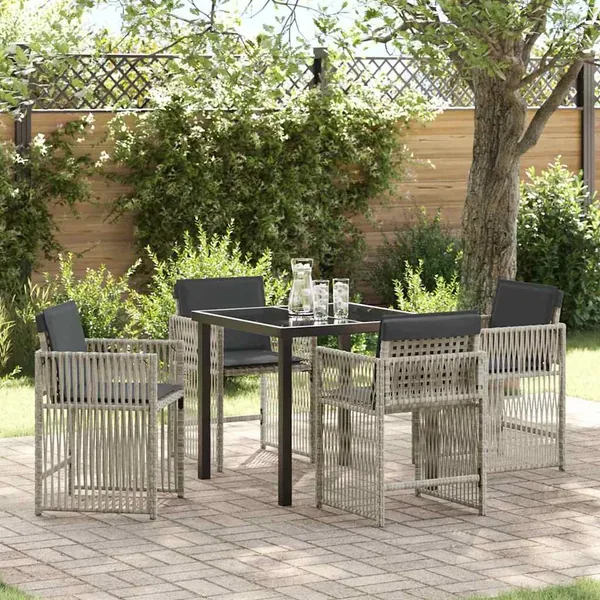 Ensemble de salle à manger pour jardin 5 pcs Gris clair