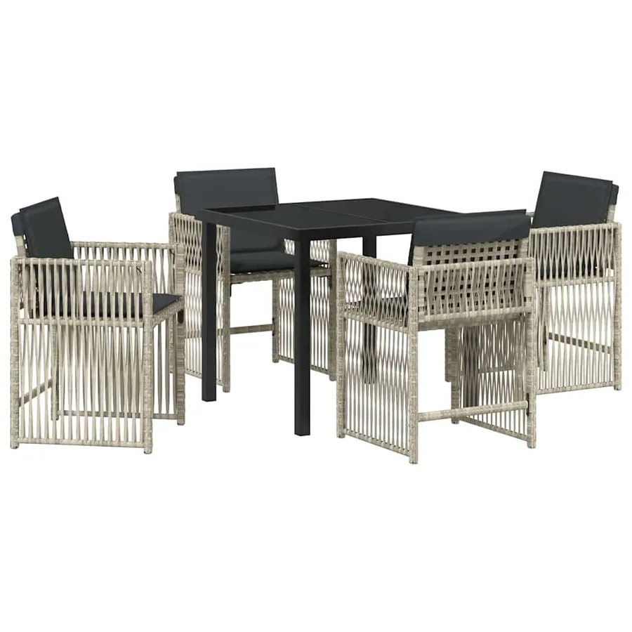 Ensemble de salle à manger pour jardin 5 pcs Gris clair - 2
