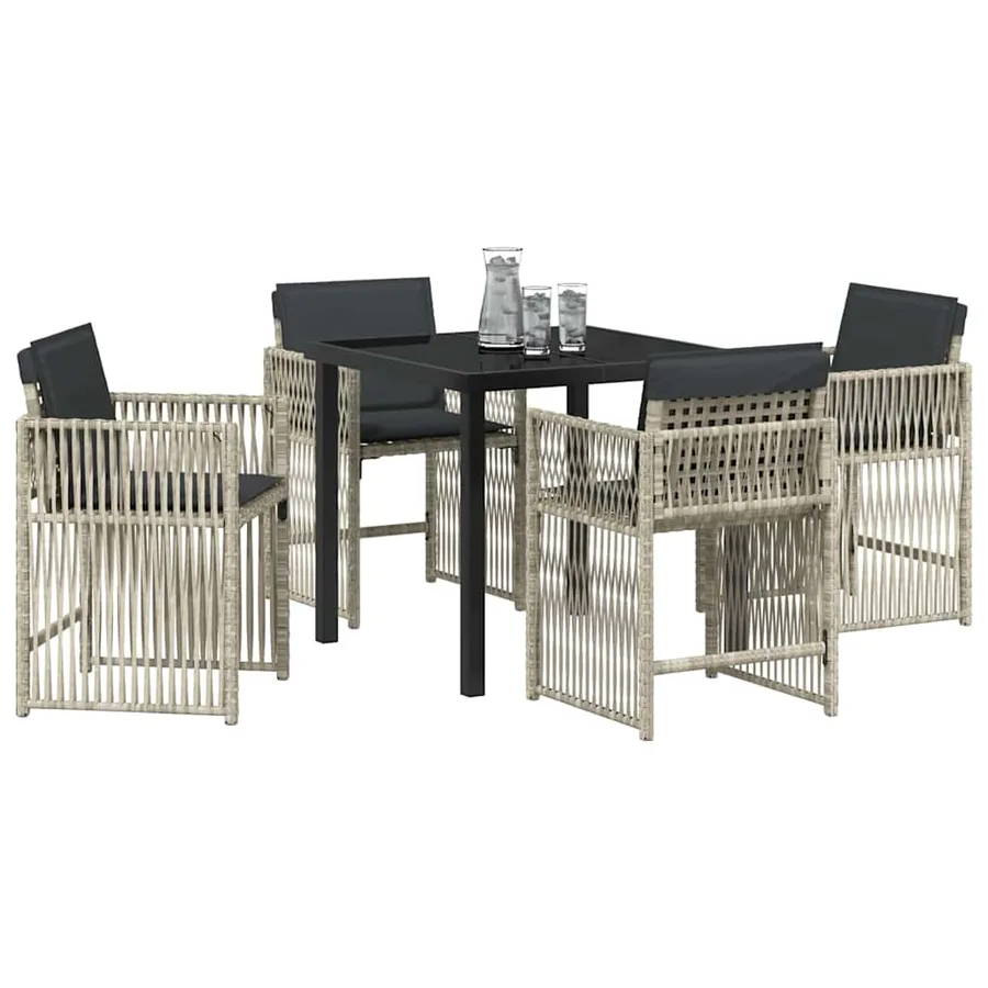 Ensemble de salle à manger pour jardin 5 pcs Gris clair - 3