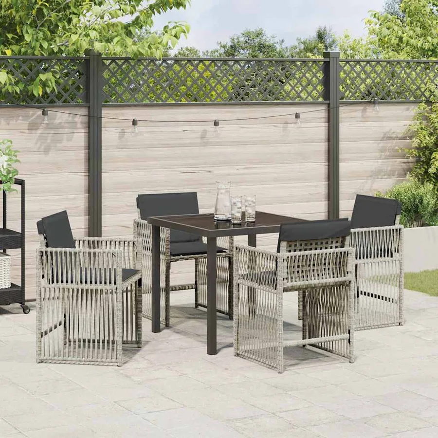Ensemble de salle à manger pour jardin 5 pcs Gris clair - 4