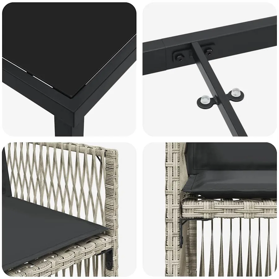 Ensemble de salle à manger pour jardin 5 pcs Gris clair - 9
