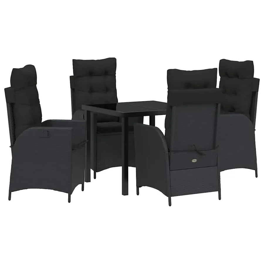 Ensemble de salle à manger pour jardin 5 pcs Noir polyrotin - 2