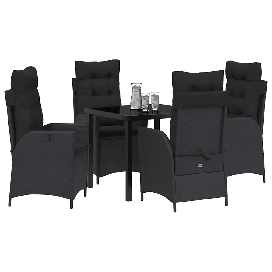 Ensemble de salle à manger pour jardin 5 pcs Noir polyrotin - 3
