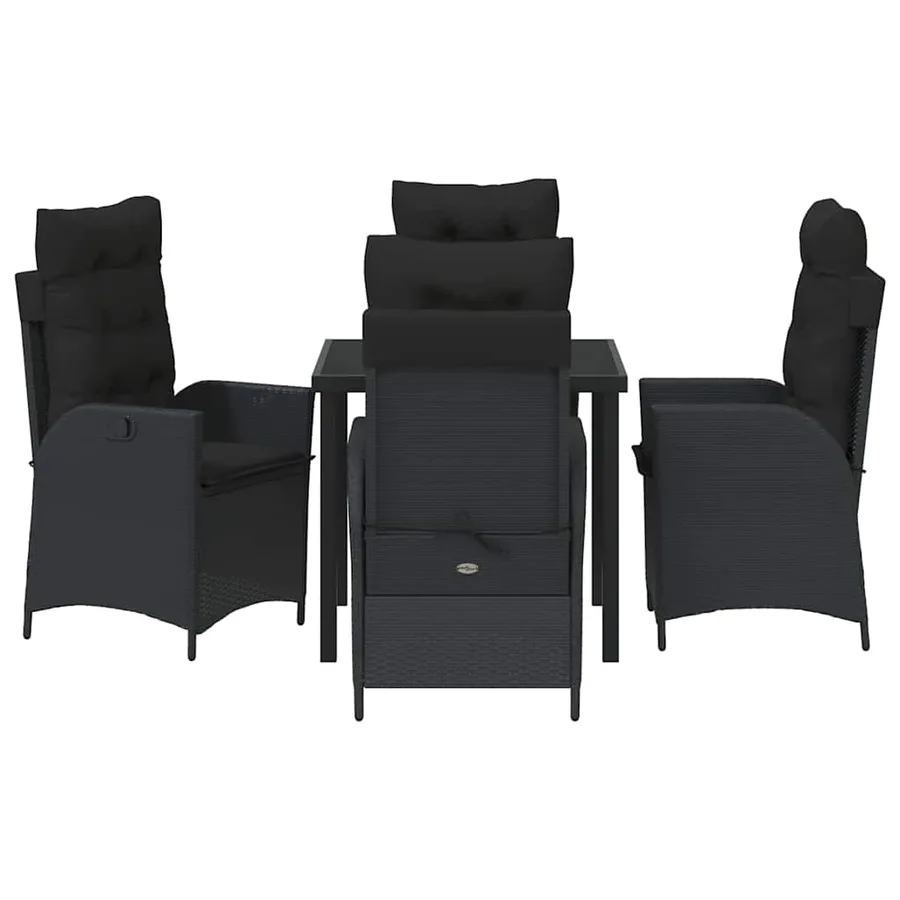 Ensemble de salle à manger pour jardin 5 pcs Noir polyrotin - 7