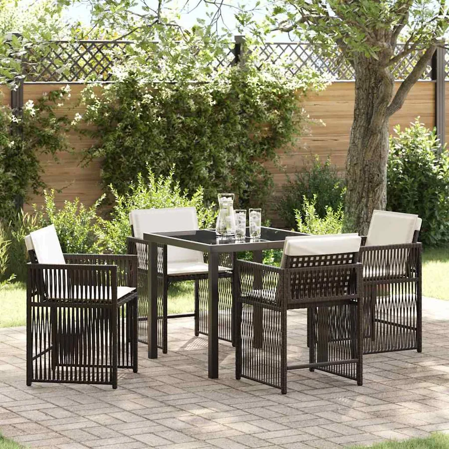 Ensemble de salle à manger pour jardin 5 pcs Marron polyrotin