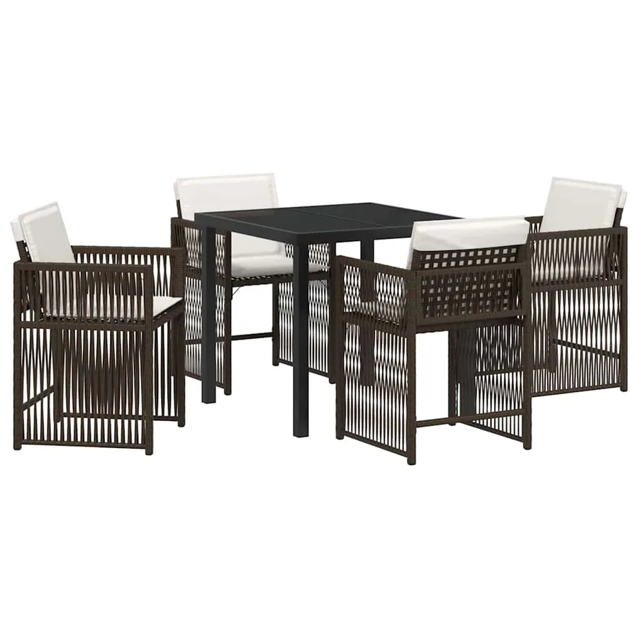 Ensemble de salle à manger pour jardin 5 pcs Marron polyrotin - 2