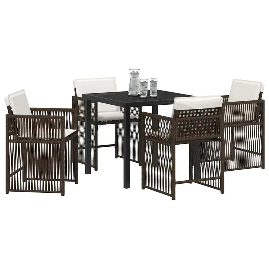 Ensemble de salle à manger pour jardin 5 pcs Marron polyrotin - 3