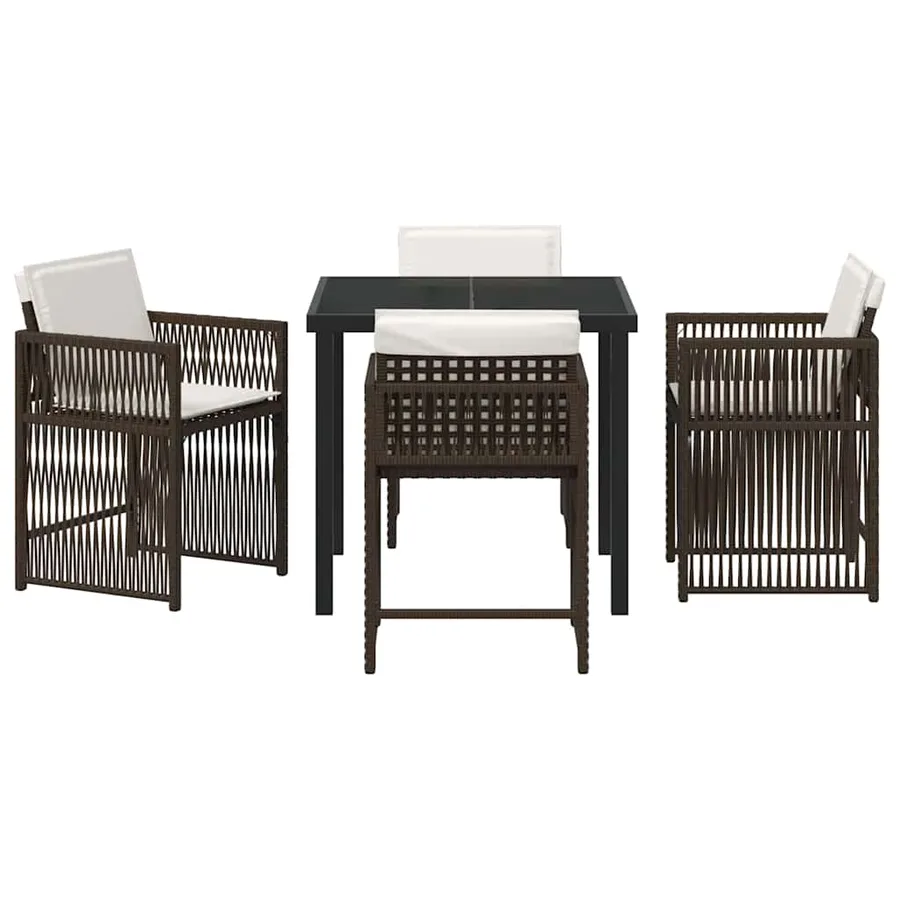 Ensemble de salle à manger pour jardin 5 pcs Marron polyrotin - 7