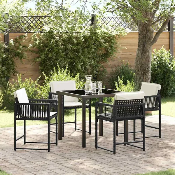 Ensemble de salle à manger pour jardin 5 pcs Noir polyrotin