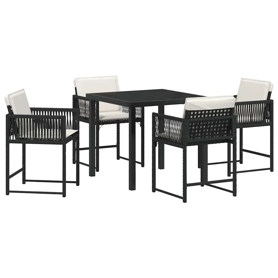 Ensemble de salle à manger pour jardin 5 pcs Noir polyrotin - 2