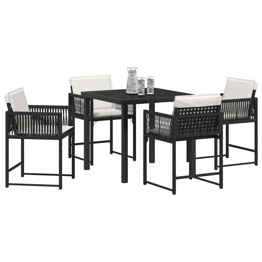 Ensemble de salle à manger pour jardin 5 pcs Noir polyrotin - 3