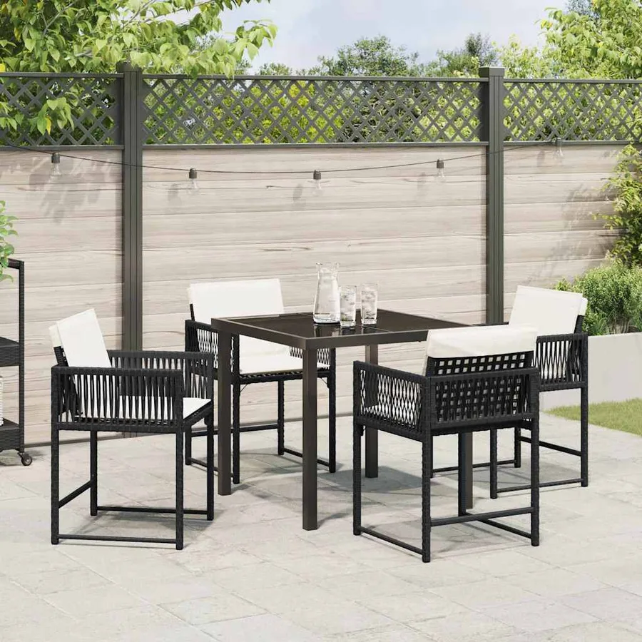 Ensemble de salle à manger pour jardin 5 pcs Noir polyrotin - 4