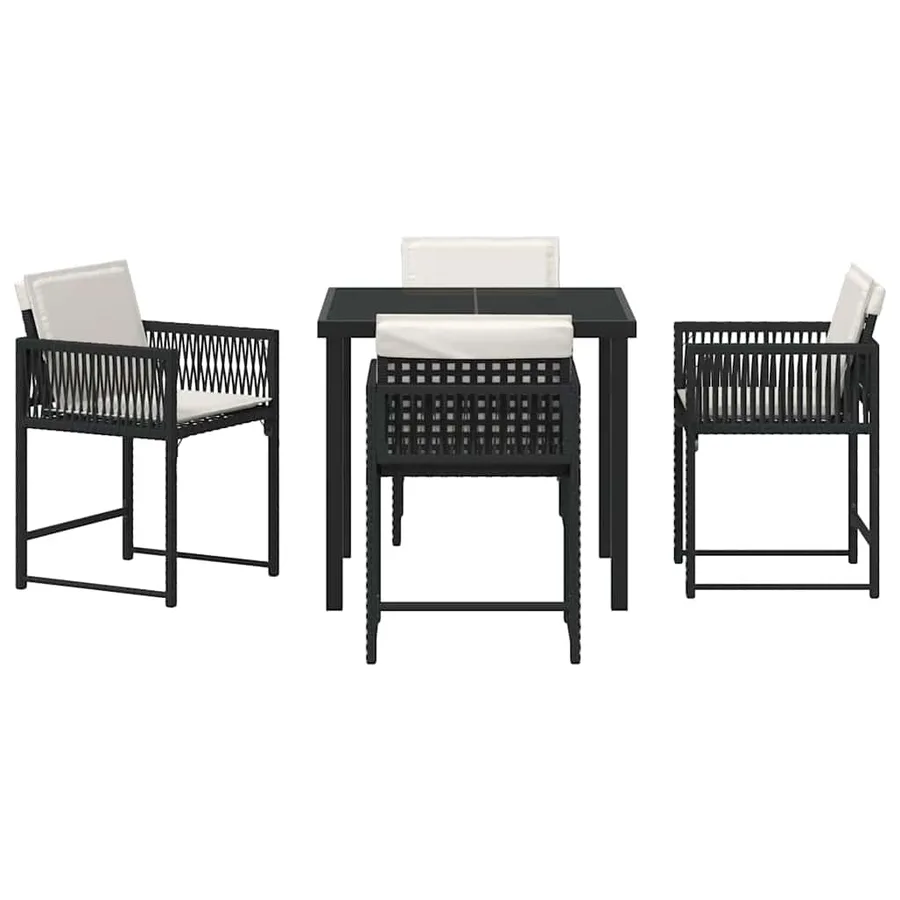Ensemble de salle à manger pour jardin 5 pcs Noir polyrotin - 7