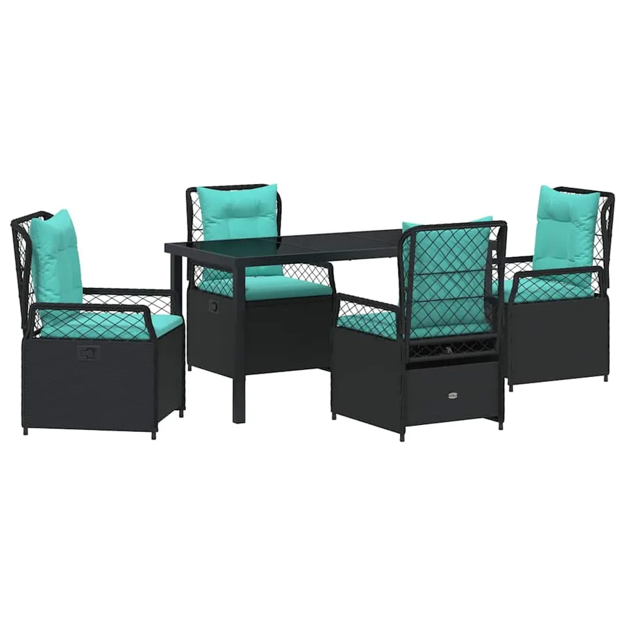 Ensemble de salle à manger pour jardin 5 pcs Noir polyrotin - 2