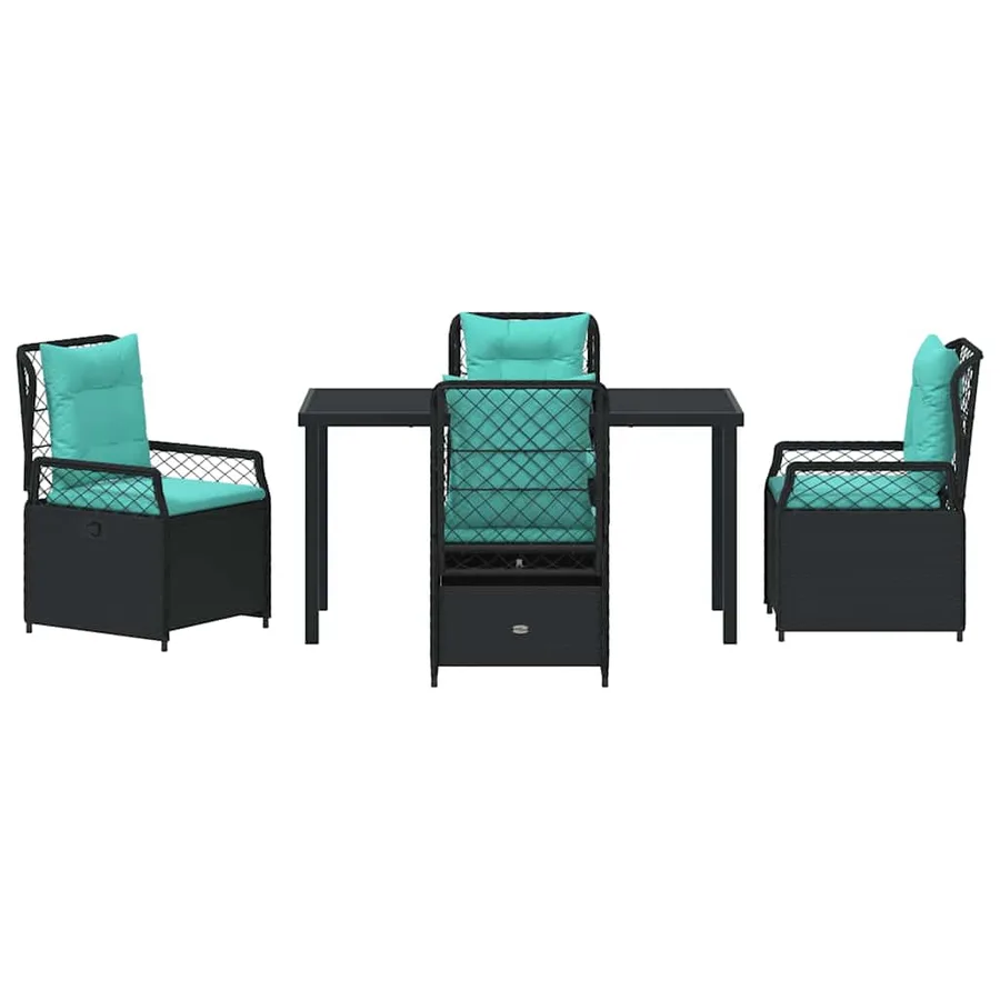 Ensemble de salle à manger pour jardin 5 pcs Noir polyrotin - 7