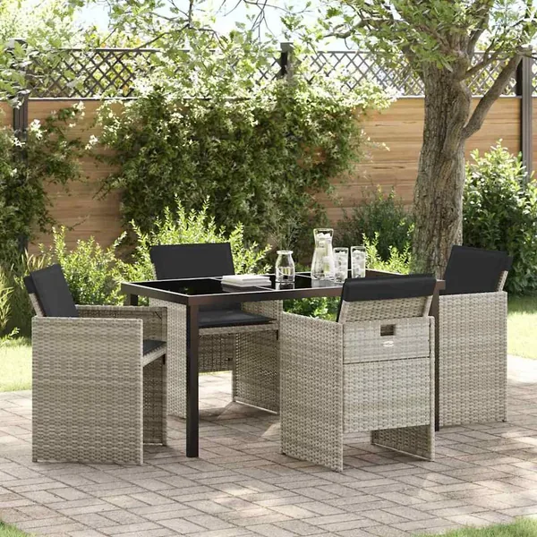 Ensemble de salle à manger pour jardin 5 pcs Gris clair