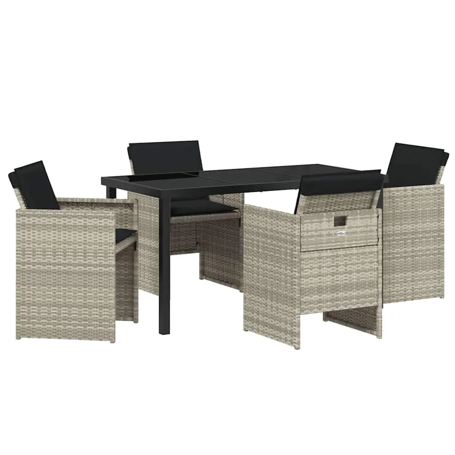 Ensemble de salle à manger pour jardin 5 pcs Gris clair - 2