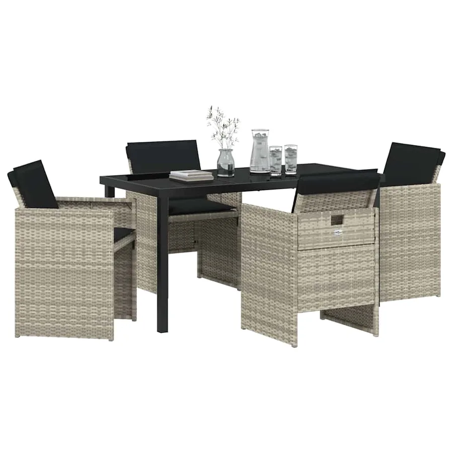 Ensemble de salle à manger pour jardin 5 pcs Gris clair - 3