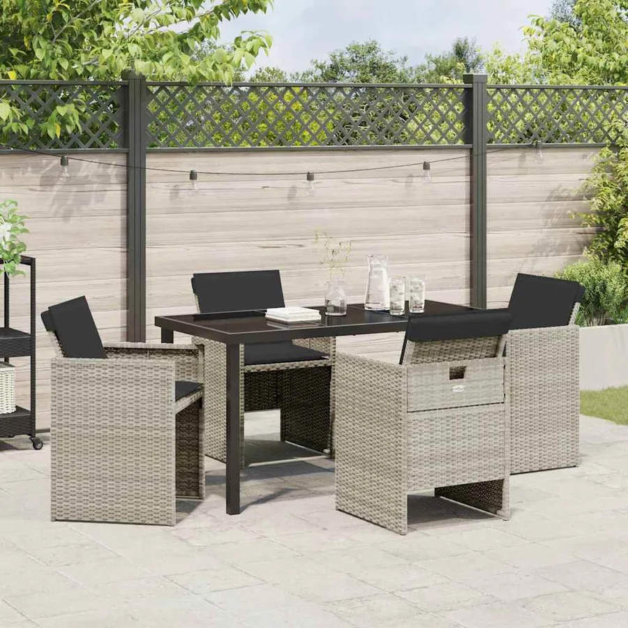 Ensemble de salle à manger pour jardin 5 pcs Gris clair - 4
