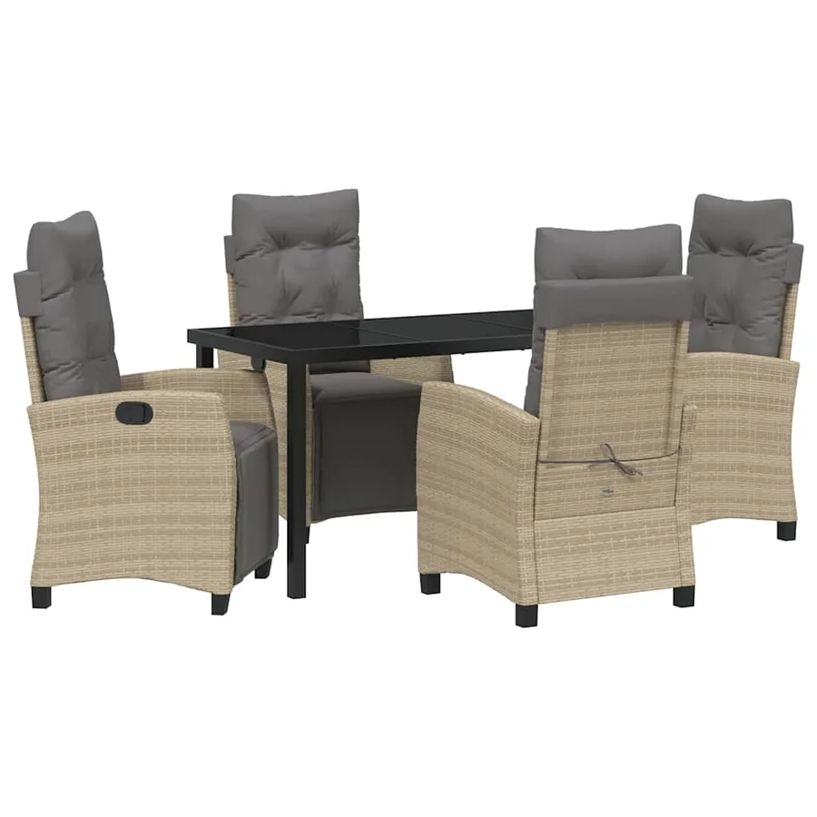 Ensemble de salle à manger pour jardin 5 pcs Beige polyrotin - 2