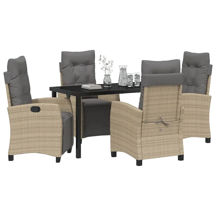 Ensemble de salle à manger pour jardin 5 pcs Beige polyrotin - 3