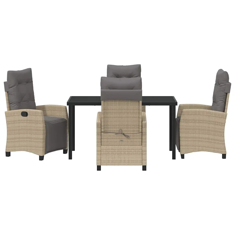 Ensemble de salle à manger pour jardin 5 pcs Beige polyrotin - 7