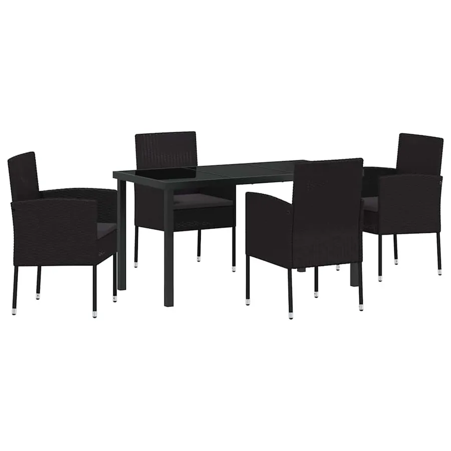 Ensemble de salle à manger pour jardin 5 pcs Noir polyrotin - 2