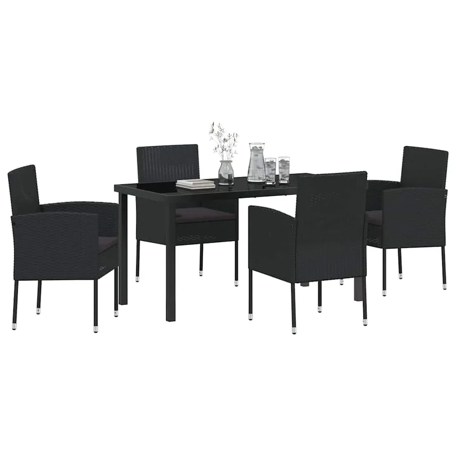 Ensemble de salle à manger pour jardin 5 pcs Noir polyrotin - 3