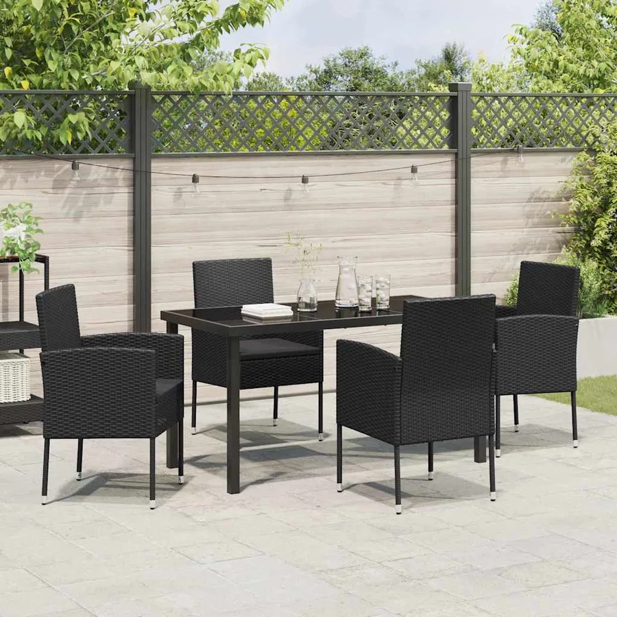 Ensemble de salle à manger pour jardin 5 pcs Noir polyrotin - 4