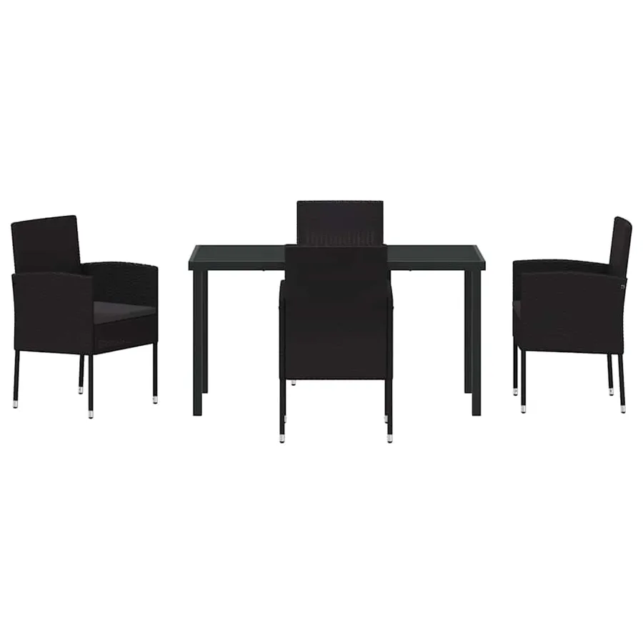 Ensemble de salle à manger pour jardin 5 pcs Noir polyrotin - 7