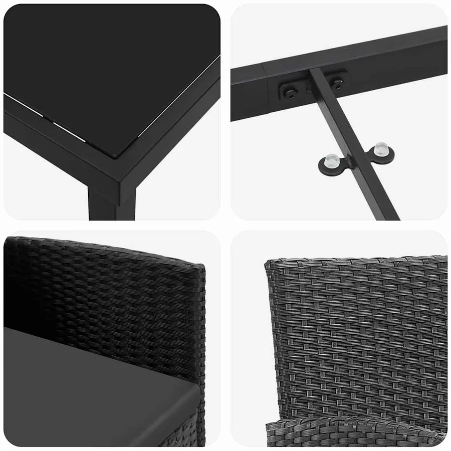 Ensemble de salle à manger pour jardin 5 pcs Noir polyrotin - 9