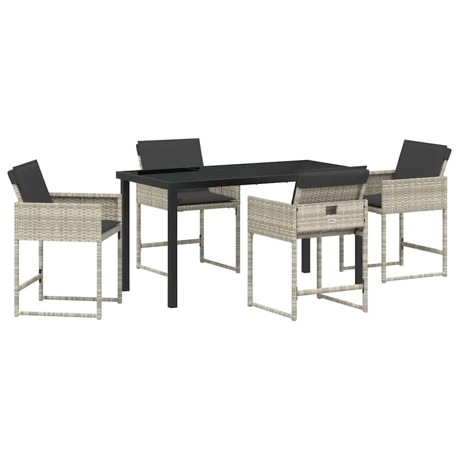 Ensemble de salle à manger pour jardin 5 pcs Gris clair - 2