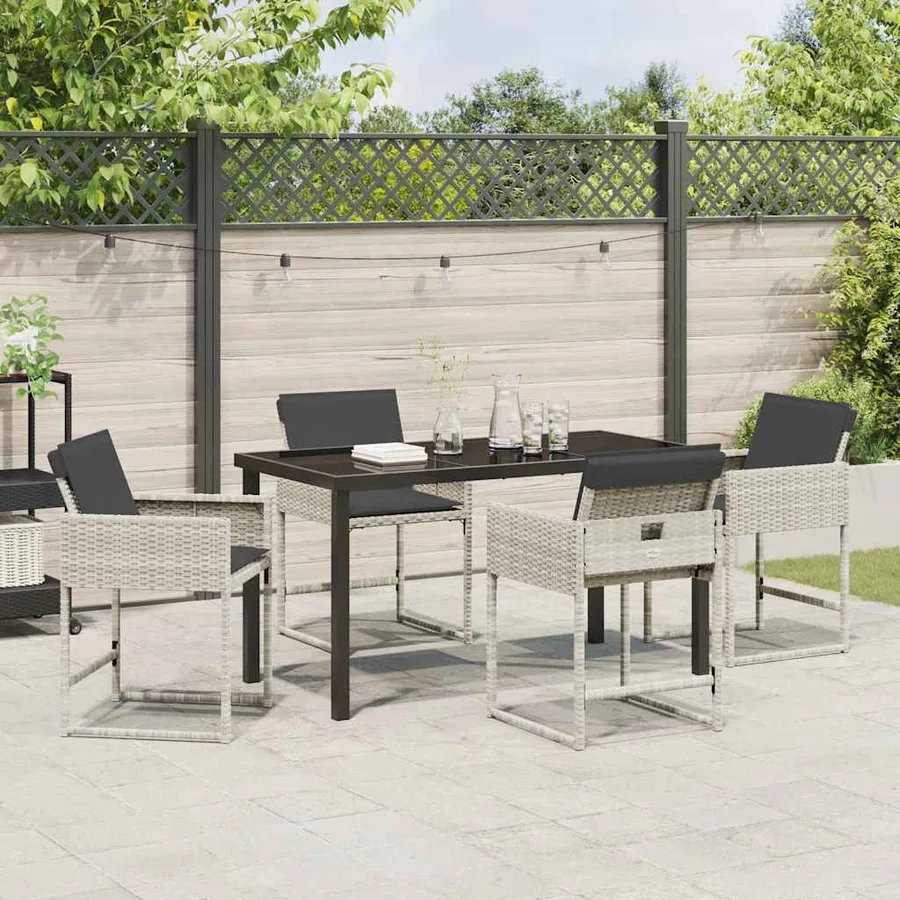Ensemble de salle à manger pour jardin 5 pcs Gris clair - 4