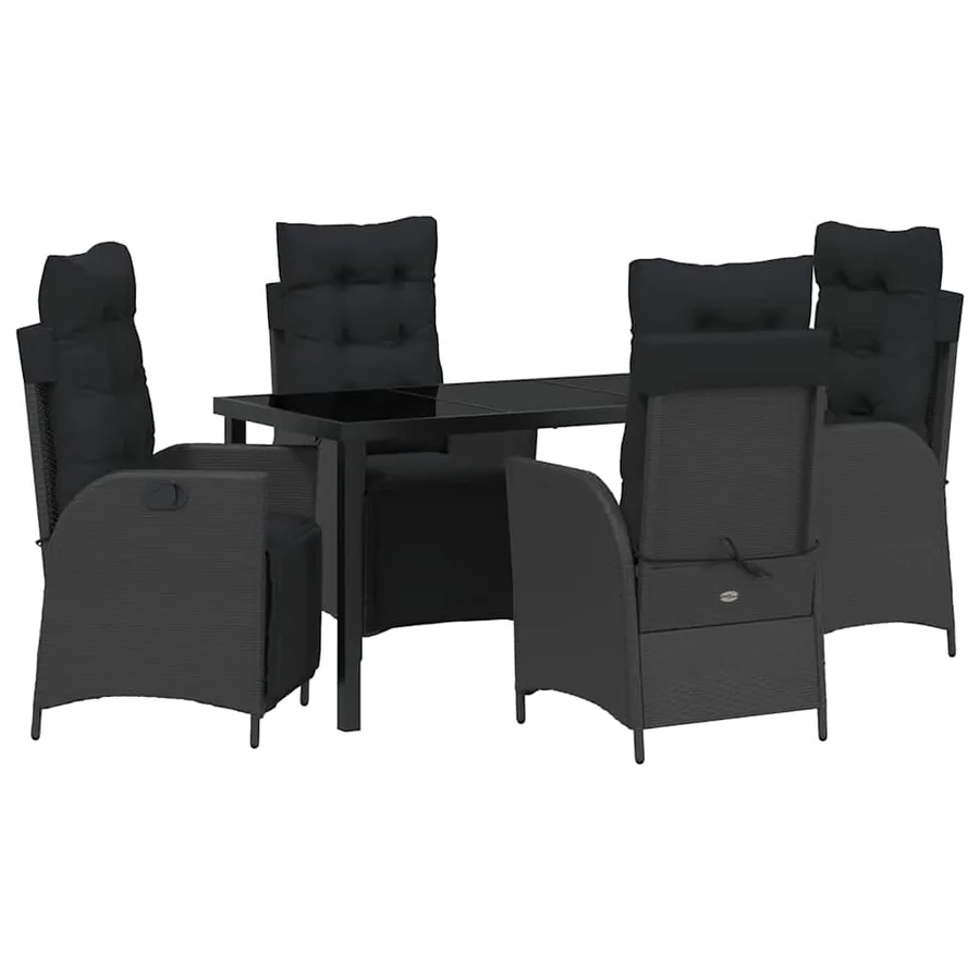 Ensemble de salle à manger pour jardin 5 pcs Noir polyrotin - 2