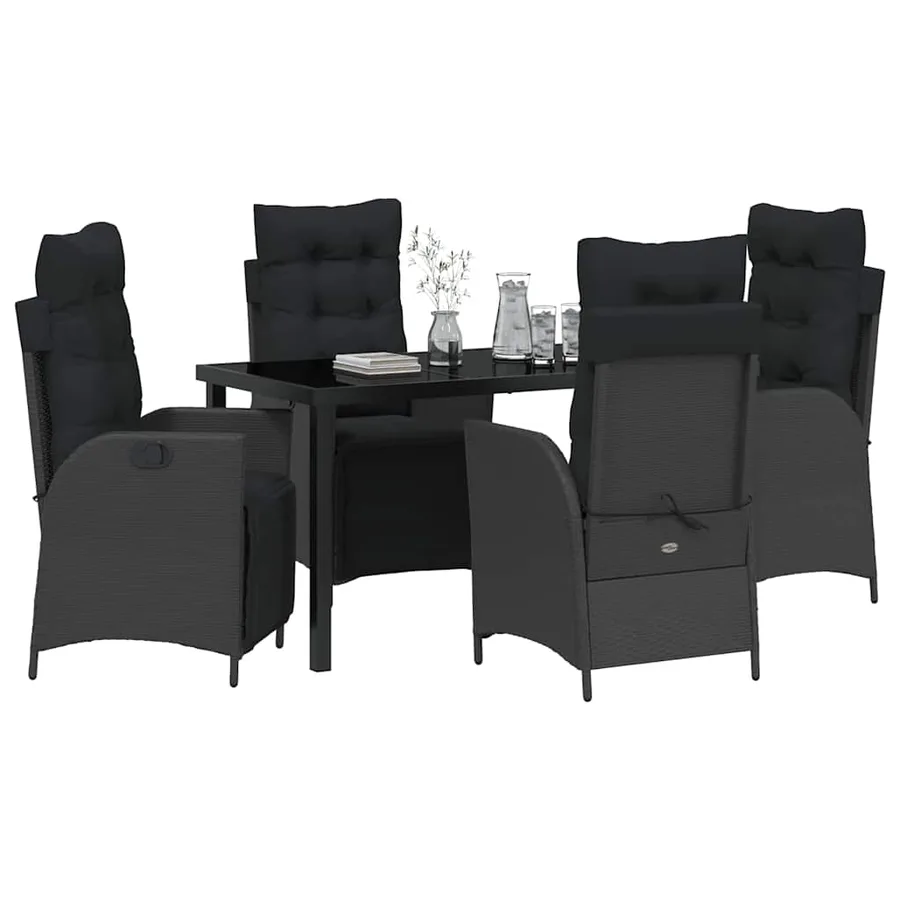 Ensemble de salle à manger pour jardin 5 pcs Noir polyrotin - 3