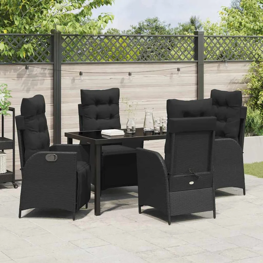 Ensemble de salle à manger pour jardin 5 pcs Noir polyrotin - 4