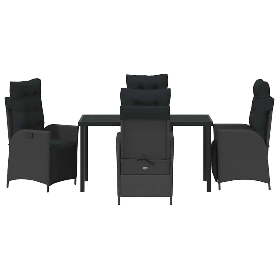 Ensemble de salle à manger pour jardin 5 pcs Noir polyrotin - 7