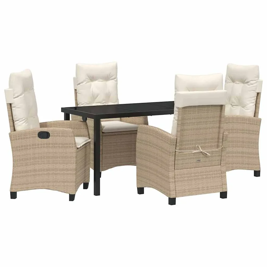 Ensemble de salle à manger pour jardin 5 pcs Beige polyrotin - 2