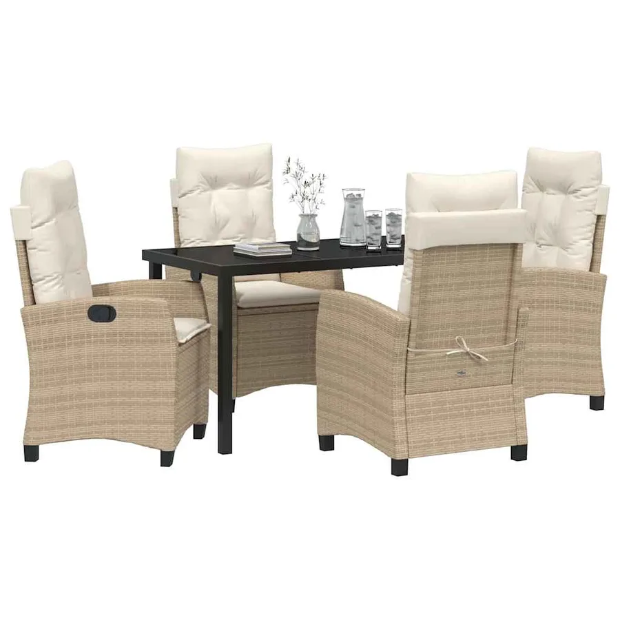 Ensemble de salle à manger pour jardin 5 pcs Beige polyrotin - 3