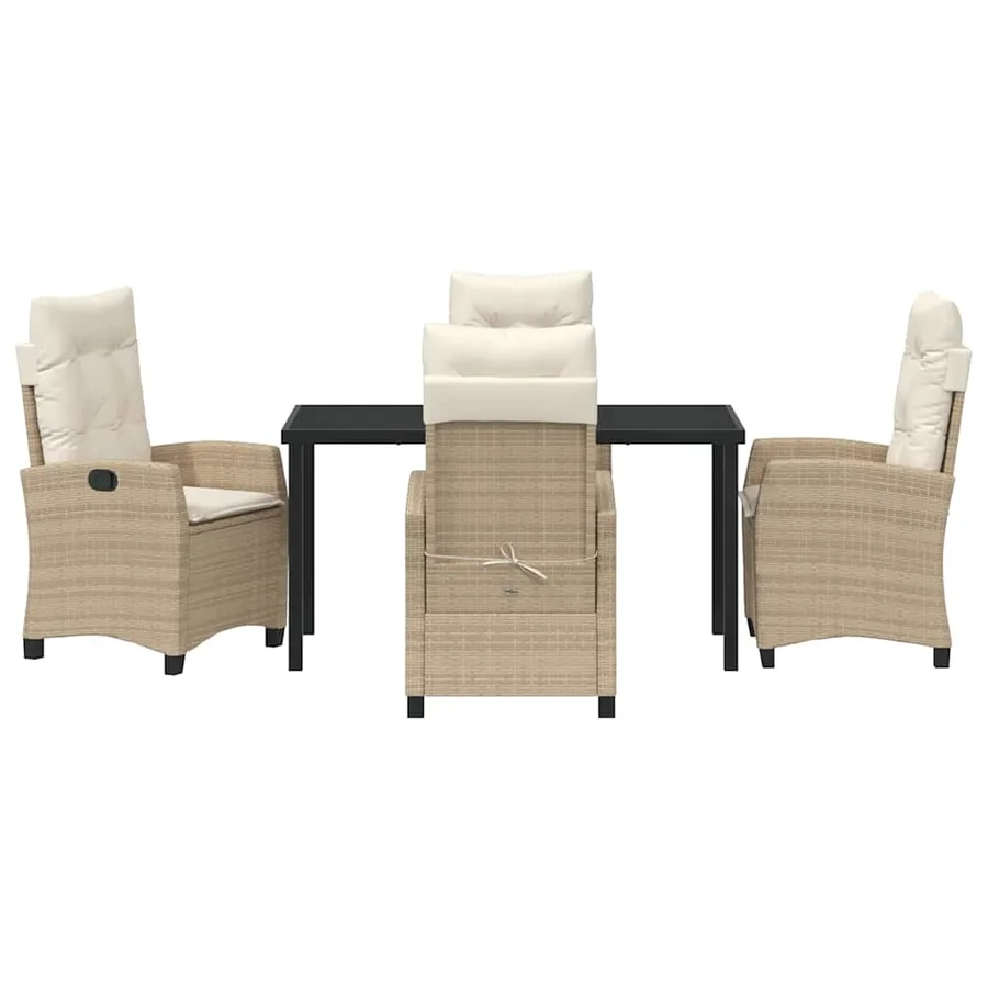 Ensemble de salle à manger pour jardin 5 pcs Beige polyrotin - 7