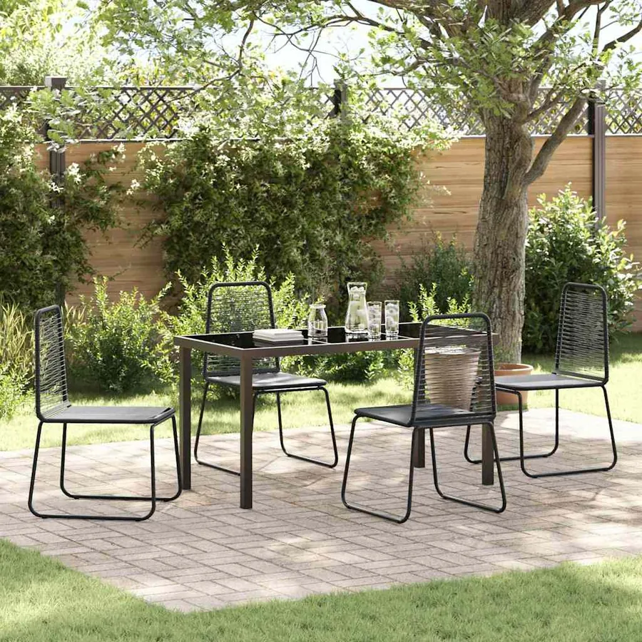 Ensemble de salle à manger pour jardin 5 pcs Noir
