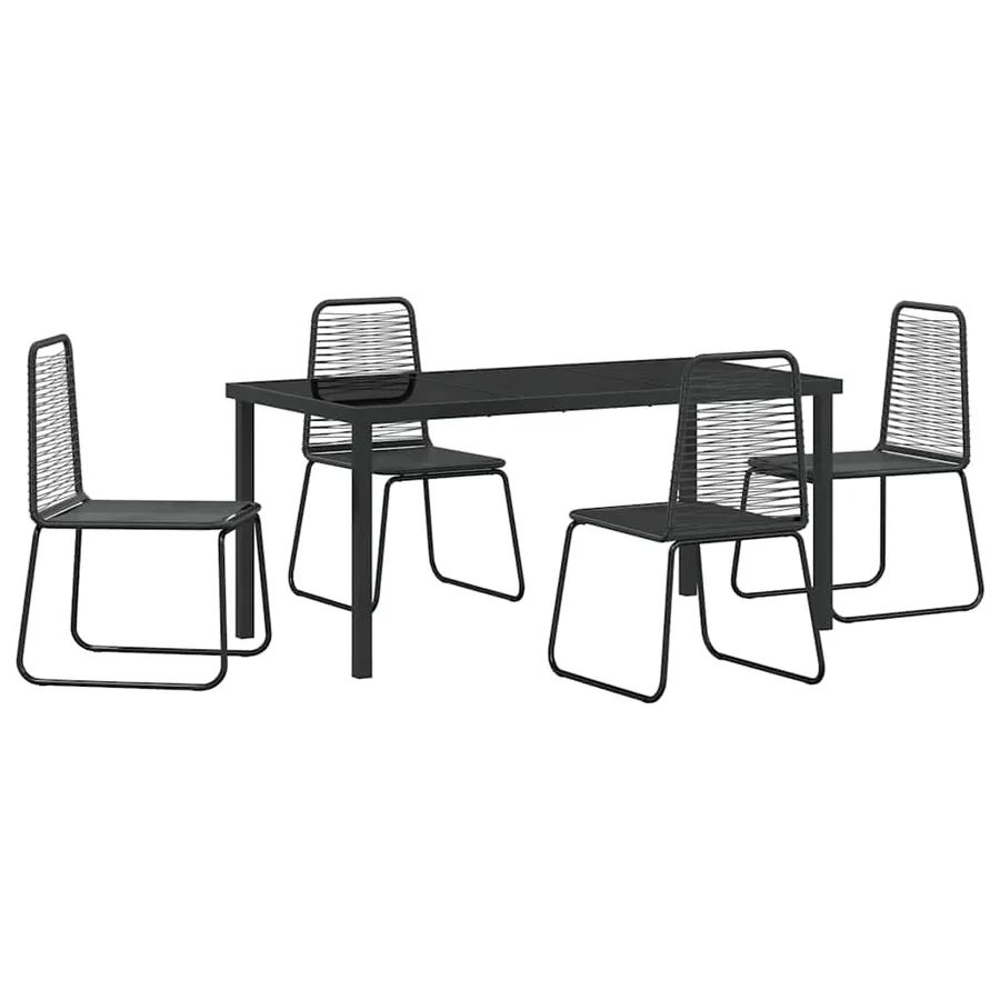 Ensemble de salle à manger pour jardin 5 pcs Noir - 2