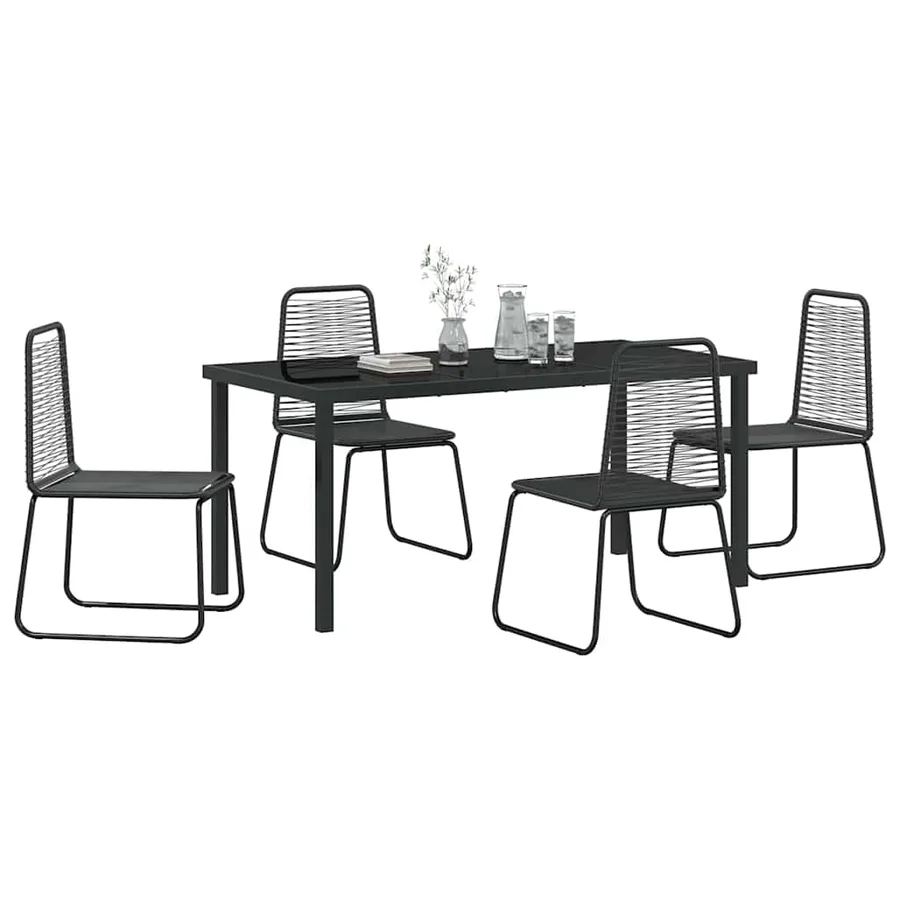 Ensemble de salle à manger pour jardin 5 pcs Noir - 3