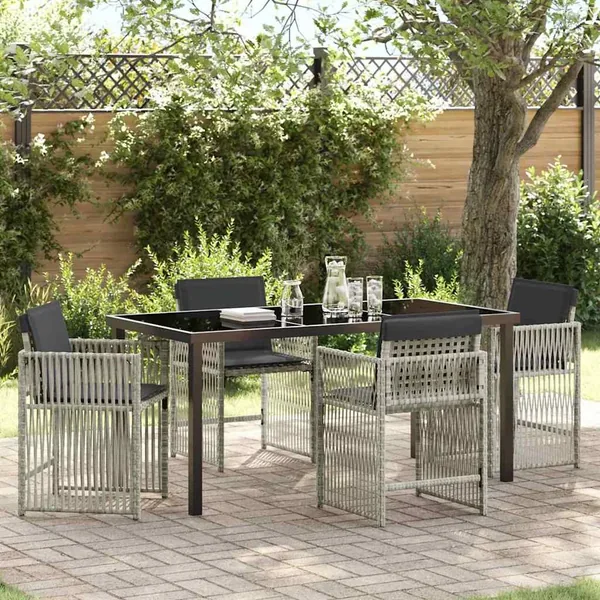 Ensemble de salle à manger pour jardin 5 pcs Gris clair
