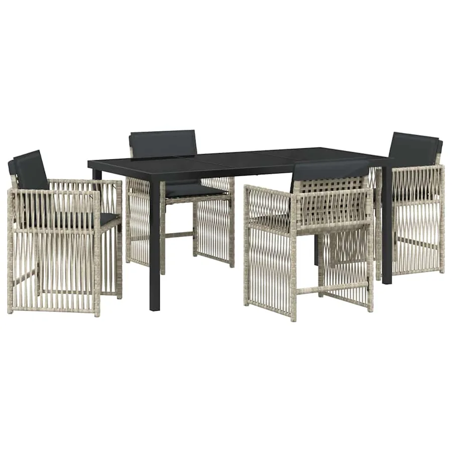 Ensemble de salle à manger pour jardin 5 pcs Gris clair - 2